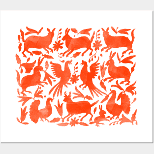 Orange Otomi Print Posters and Art